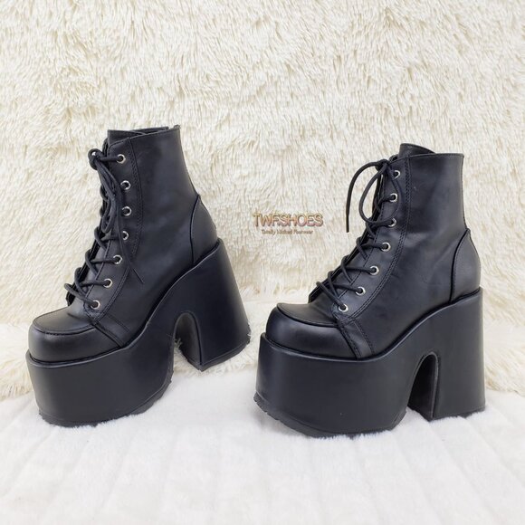 5" Block Heel Platform Goth Punk Ankle Boots 203 - Picture 4 of 15